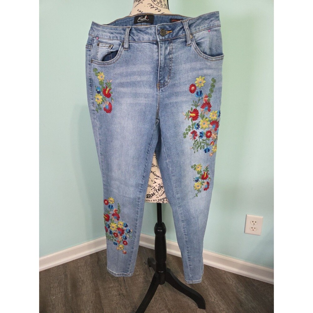 Earl Jeans floral embroidered skinny jeans 10 y2k vintage hippie festival